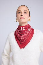Unisex Bandana-Schal 54x54 Arizona aus Kaschmir - Rot, Schwarz und Weiß - Damen
