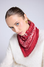 Unisex Bandana-Schal 54x54 Arizona aus Kaschmir - Rot, Schwarz und Weiß - Damen