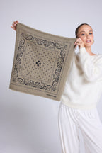 Echarpe Bandana Unisexe 54*54 Arizona En Cachemire - Vert Khaki Noir