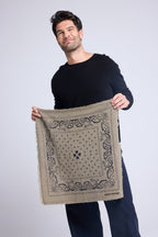 Echarpe Bandana Unisexe 54*54 Arizona En Cachemire - Vert Khaki Noir