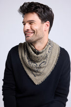 Echarpe Bandana Unisexe 54*54 Arizona En Cachemire - Vert Khaki Noir
