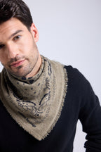Echarpe Bandana Unisexe 54*54 Arizona En Cachemire - Vert Khaki Noir