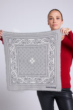 Echarpe Bandana Unisexe Arizona En Cachemire - Gris Blanc Et Noir - Femme