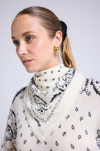 Unisex Bandana Scarf 54*54 Arizona in Cashmere - White Black
