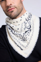 Unisex Bandana Scarf 54*54 Arizona in Cashmere - White Black