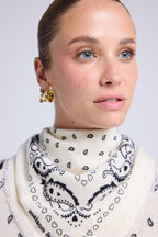 Unisex Bandana Scarf 54*54 Arizona in Cashmere - White Black