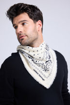 Unisex Bandana Scarf 54*54 Arizona in Cashmere - White Black