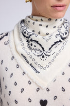 Unisex Bandana Scarf 54*54 Arizona in Cashmere - White Black