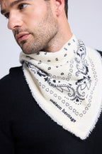 Unisex Bandana Scarf 54*54 Arizona in Cashmere - White Black