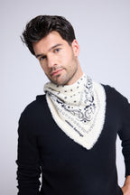 Unisex Bandana Scarf 54*54 Arizona in Cashmere - White Black