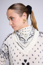 Unisex Bandana Scarf 54*54 Arizona in Cashmere - White Black