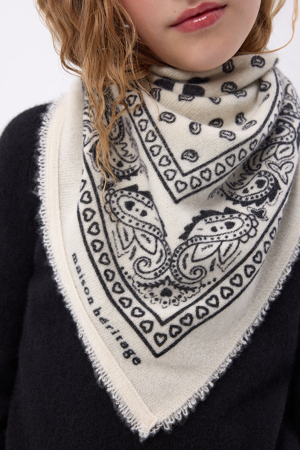 Small Arizona Heart Print Bandana Scarf - White & Black - Kids
