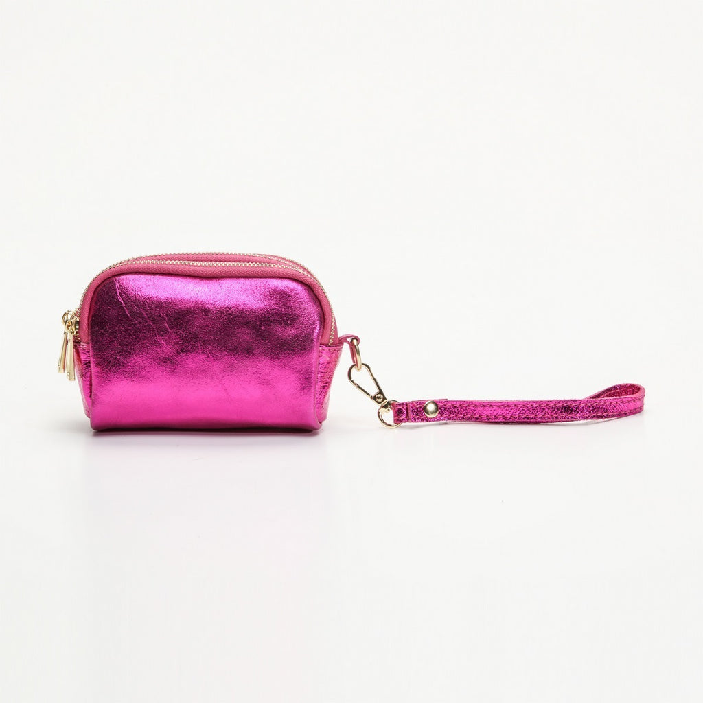 Small Golden Leather Goods - Fuchsia