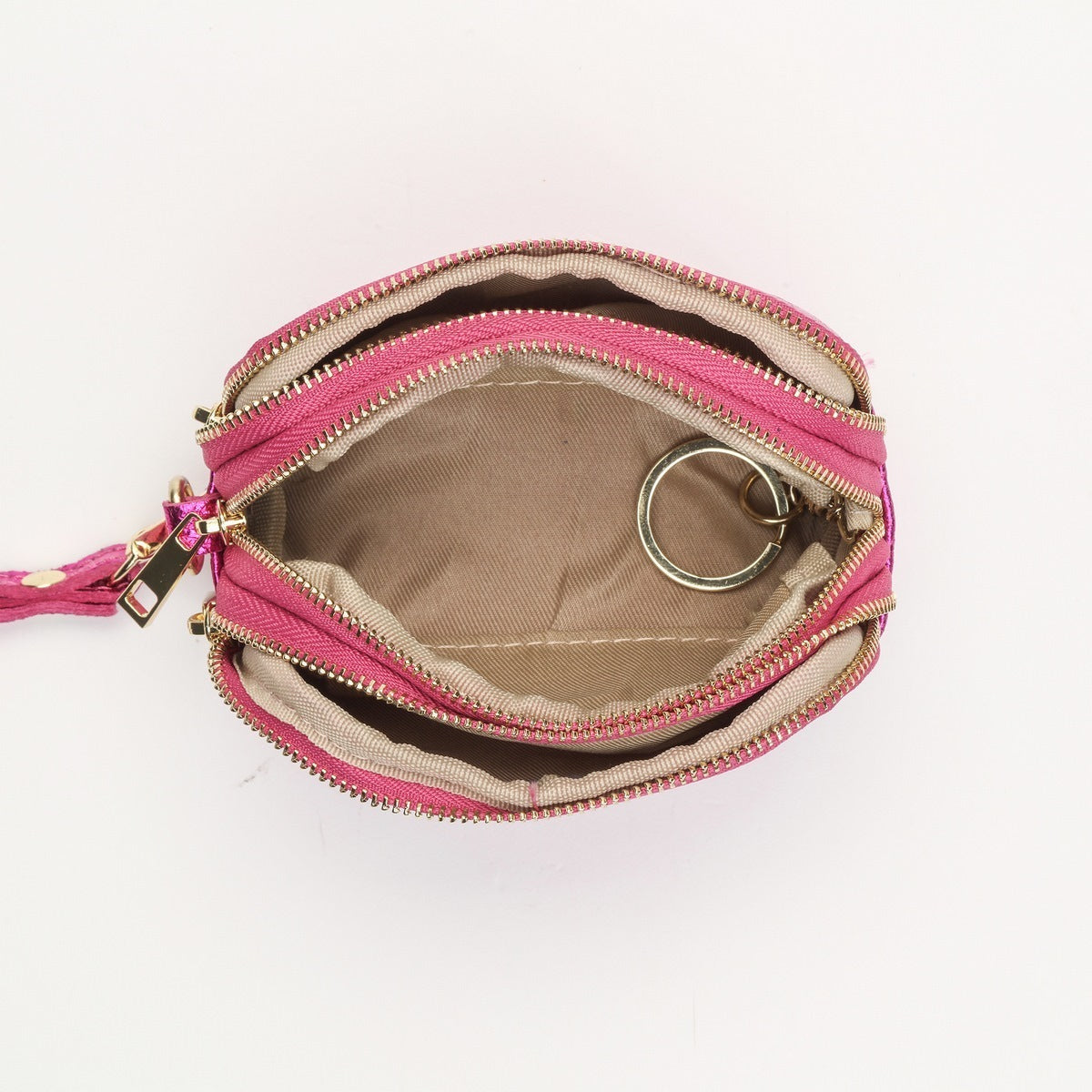 Small Golden Leather Goods - Fuchsia