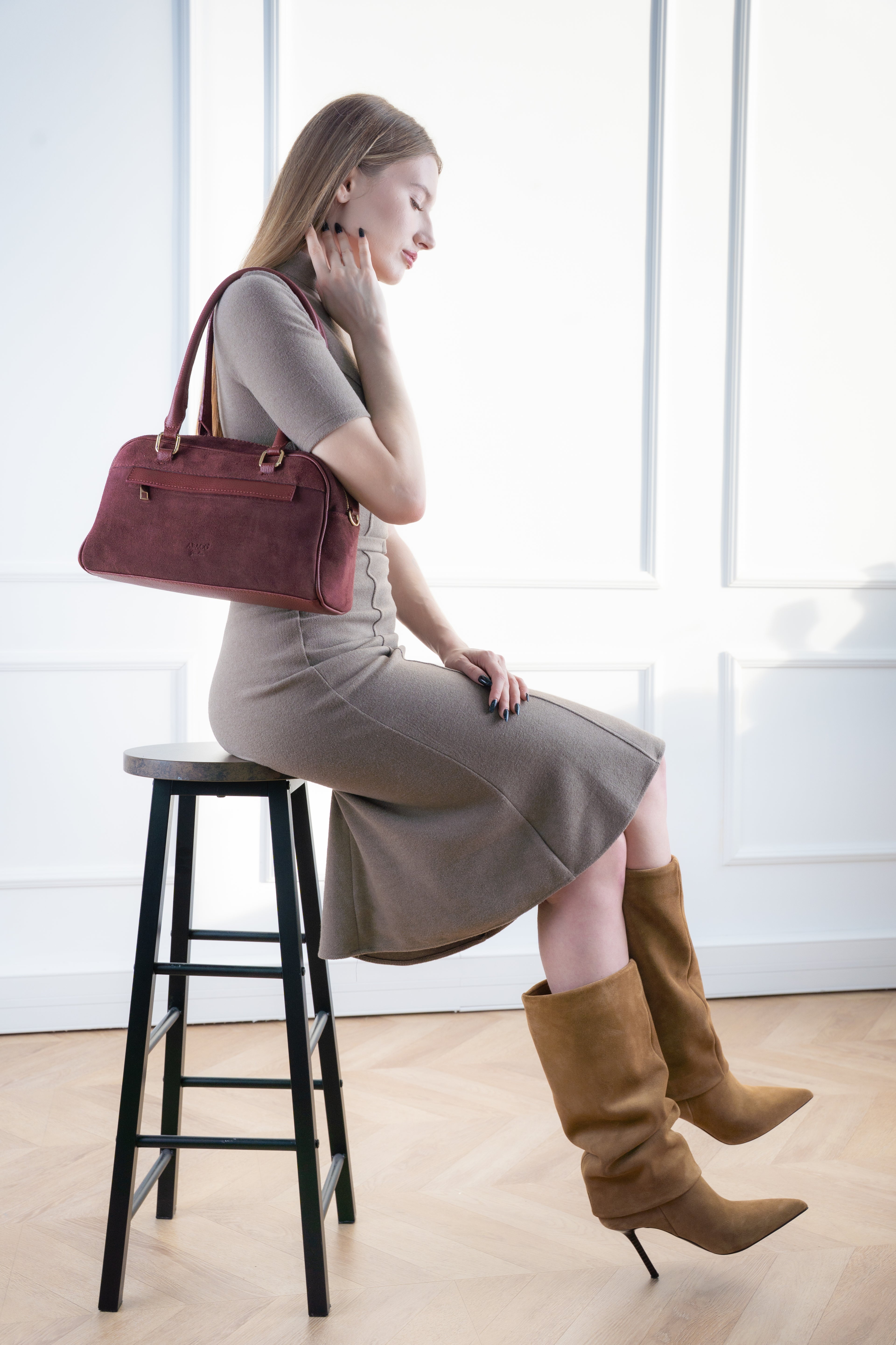 Bolso de hombro Drew - Burdeos