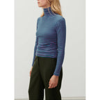 Striped Roll-Neck T-Shirt - Tricolour Stripes - Women