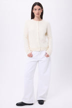 Cardigan Col Rond – Cachemire Brossé Atlas - Ecoblanc - Femme