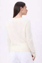 Cardigan Col Rond – Cachemire Brossé Atlas - Ecoblanc - Femme