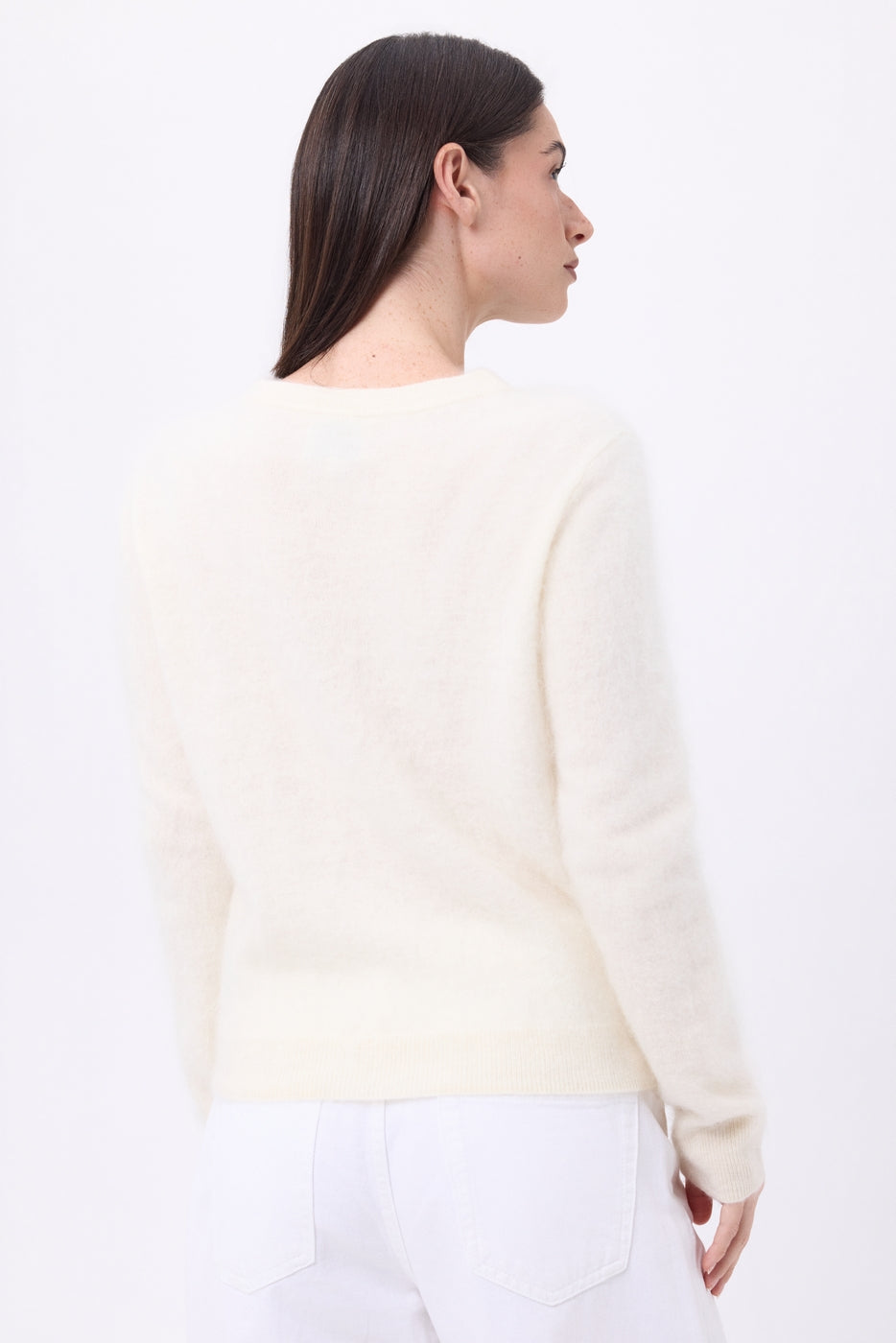 Cardigan Col Rond – Cachemire Brossé Atlas - Ecoblanc - Femme