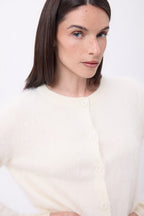 Cardigan Col Rond – Cachemire Brossé Atlas - Ecoblanc - Femme