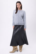 Cardigan Col Rond – Cachemire Brossé Atlas - Gris Clair - Femme