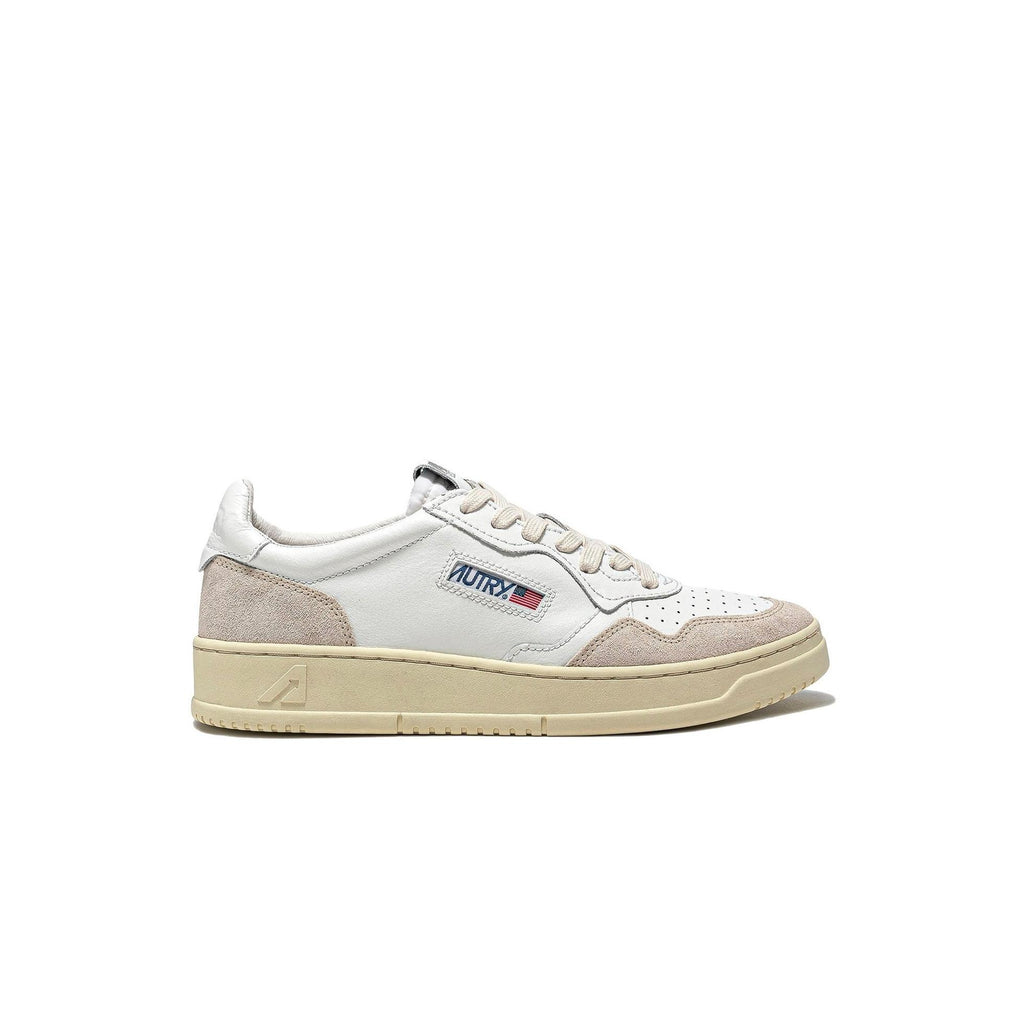 Autry Medalist Leather Low Blanco Ante Beige - Blanco