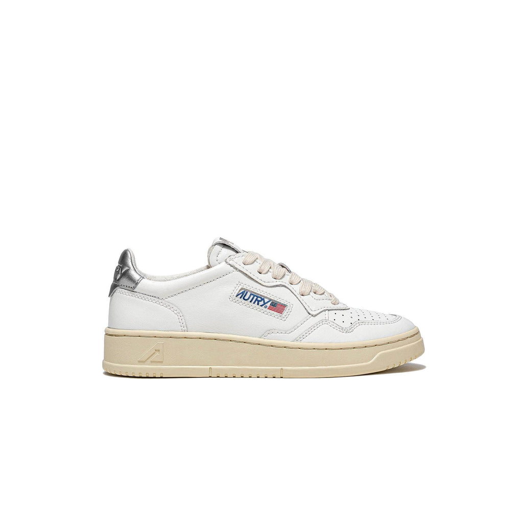 Autry Medalist Leather Low White Silver (W) - White