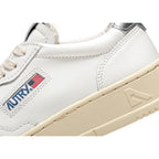 Autry Medalist Leather Low White Silver (W) - White