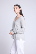 Jersey oversize de cuello en V con costuras Aura - Gris claro - Mujer