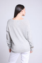 Jersey oversize de cuello en V con costuras Aura - Gris claro - Mujer