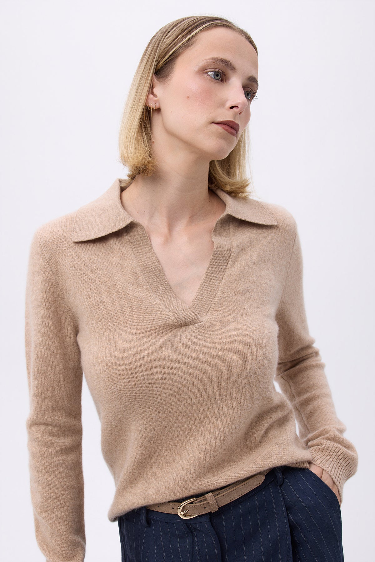 Polotröja med krage F Aurore - Krämbeige - Dam