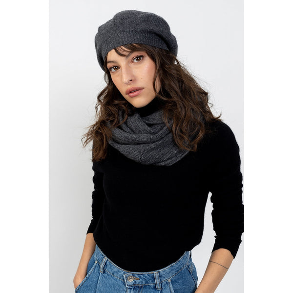 Boina Liwi Gris Oscuro, Jersey, 100% Cachemira, 4 Hilos - Accesorio