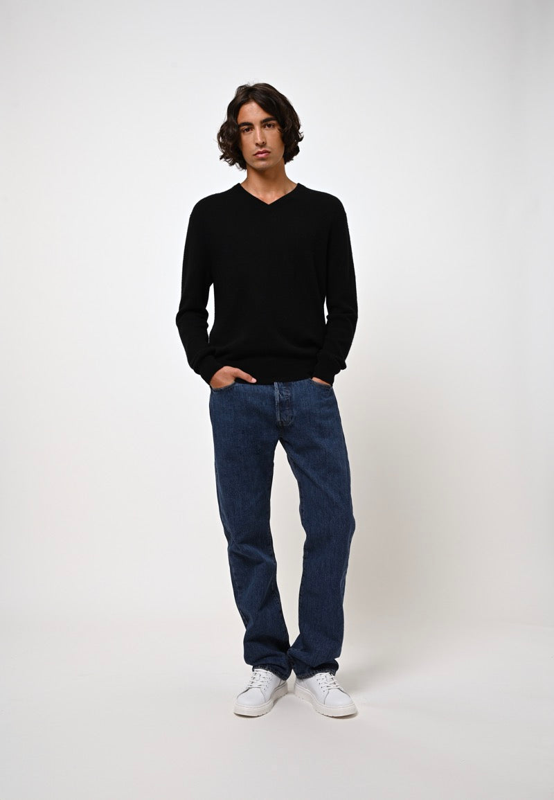 V-Neck Jumper - Agel - Black