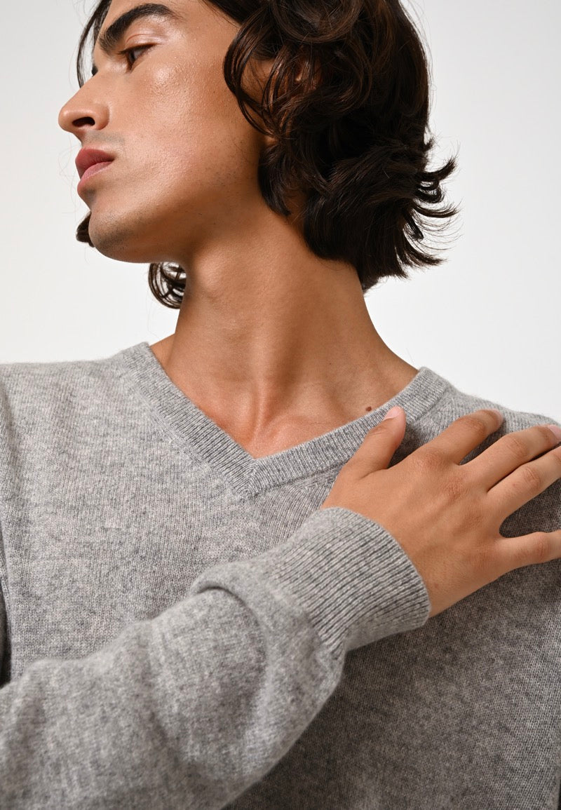 Jersey con cuello en V - Agel - Heather Cloud