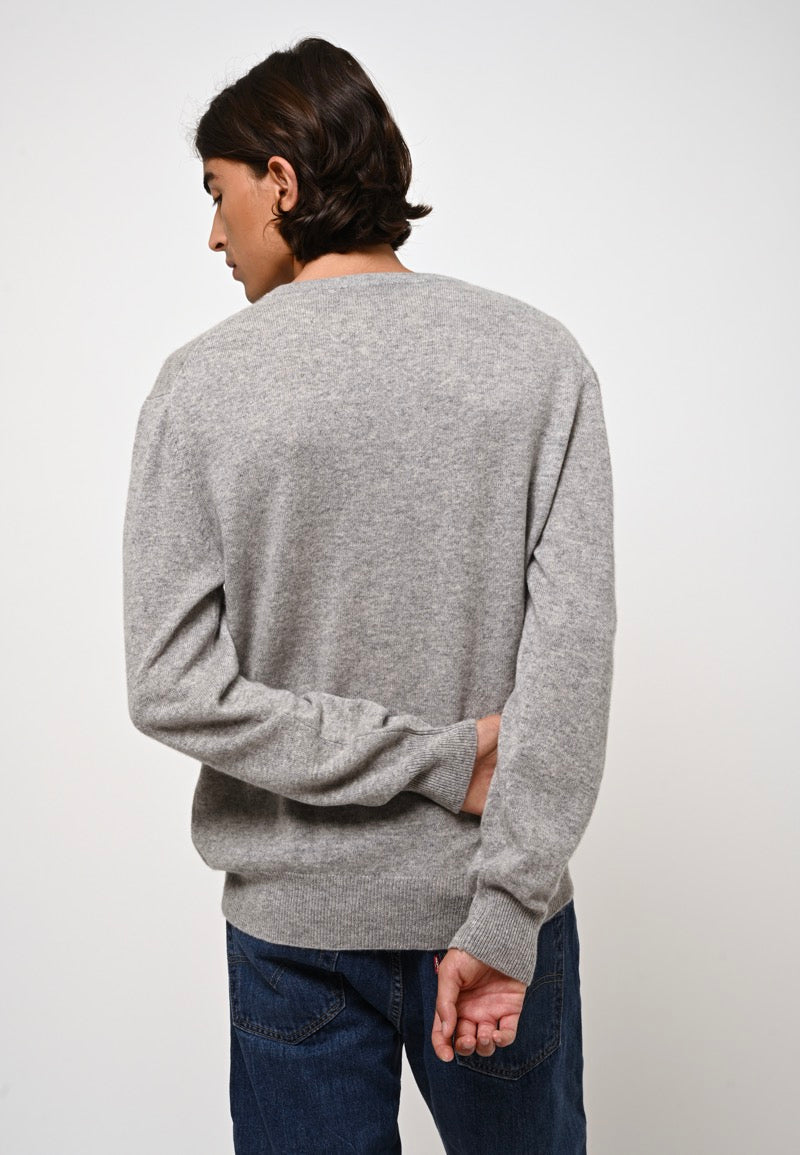 V-Neck Jumper - Agel - Heathered Cloud