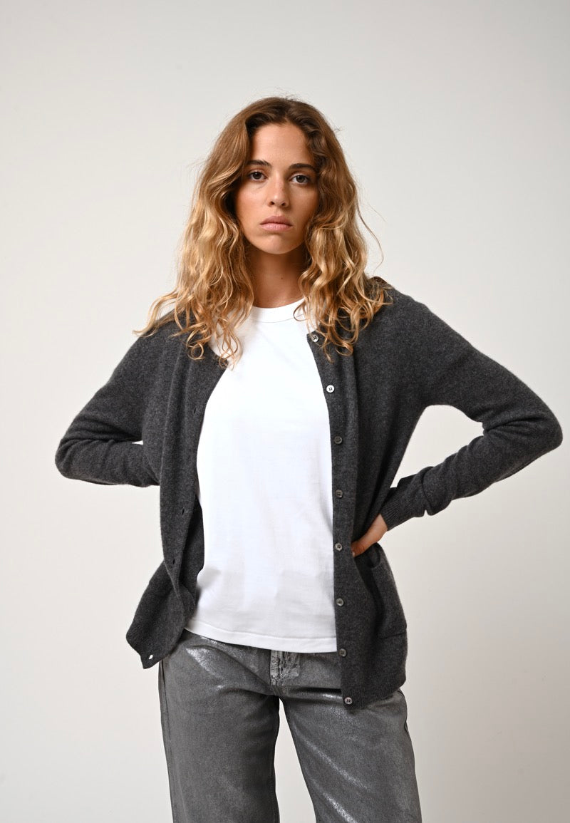 Cardigan Col Rond - Caron - Anthracite Chiné