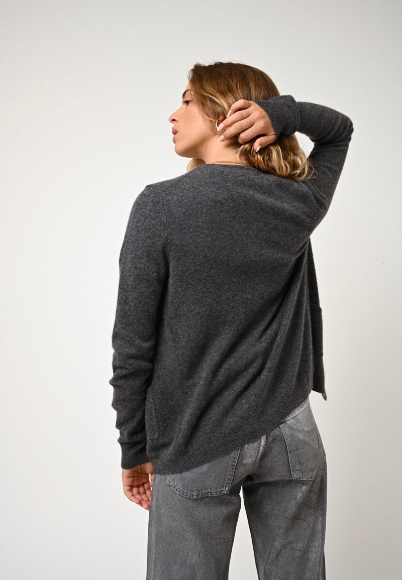 Cardigan Col Rond - Caron - Anthracite Chiné
