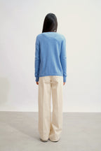 Round Neck Cardigan - Caron - Sky