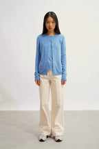 Round Neck Cardigan - Caron - Sky