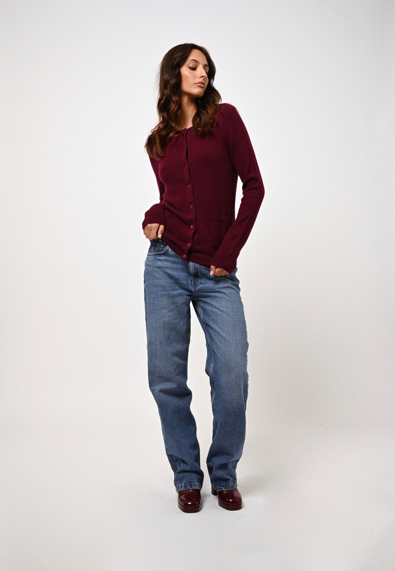 Cardigan Col Rond - Caron - Bordeaux
