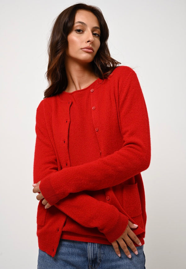 Cardigan Cuello Redondo - Caron - Rojo