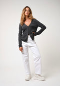 Cardigan Col V - Chalais - Anthracite Chiné