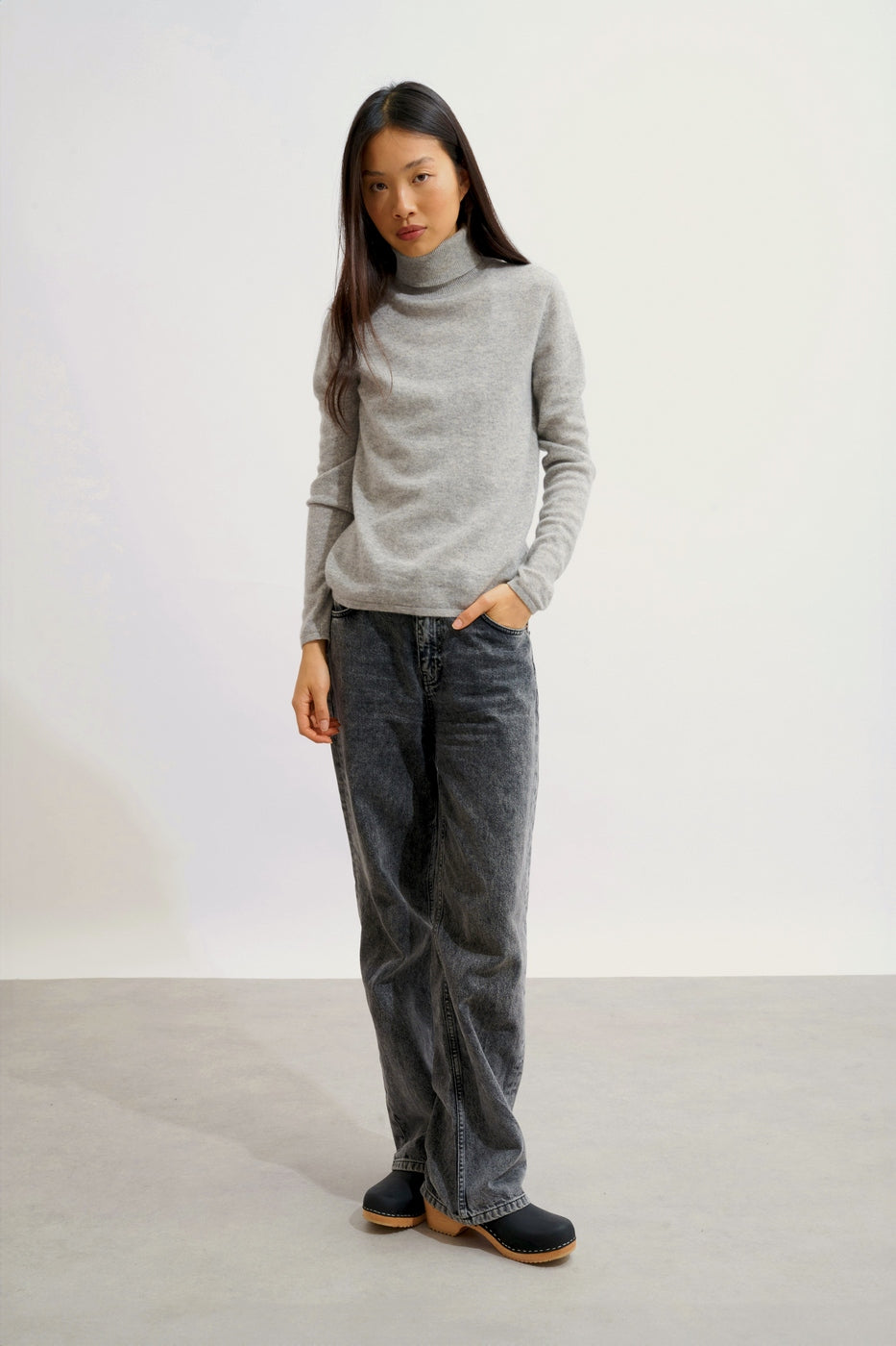 Roll-Neck Jumper - Bise - Heathered Cloud