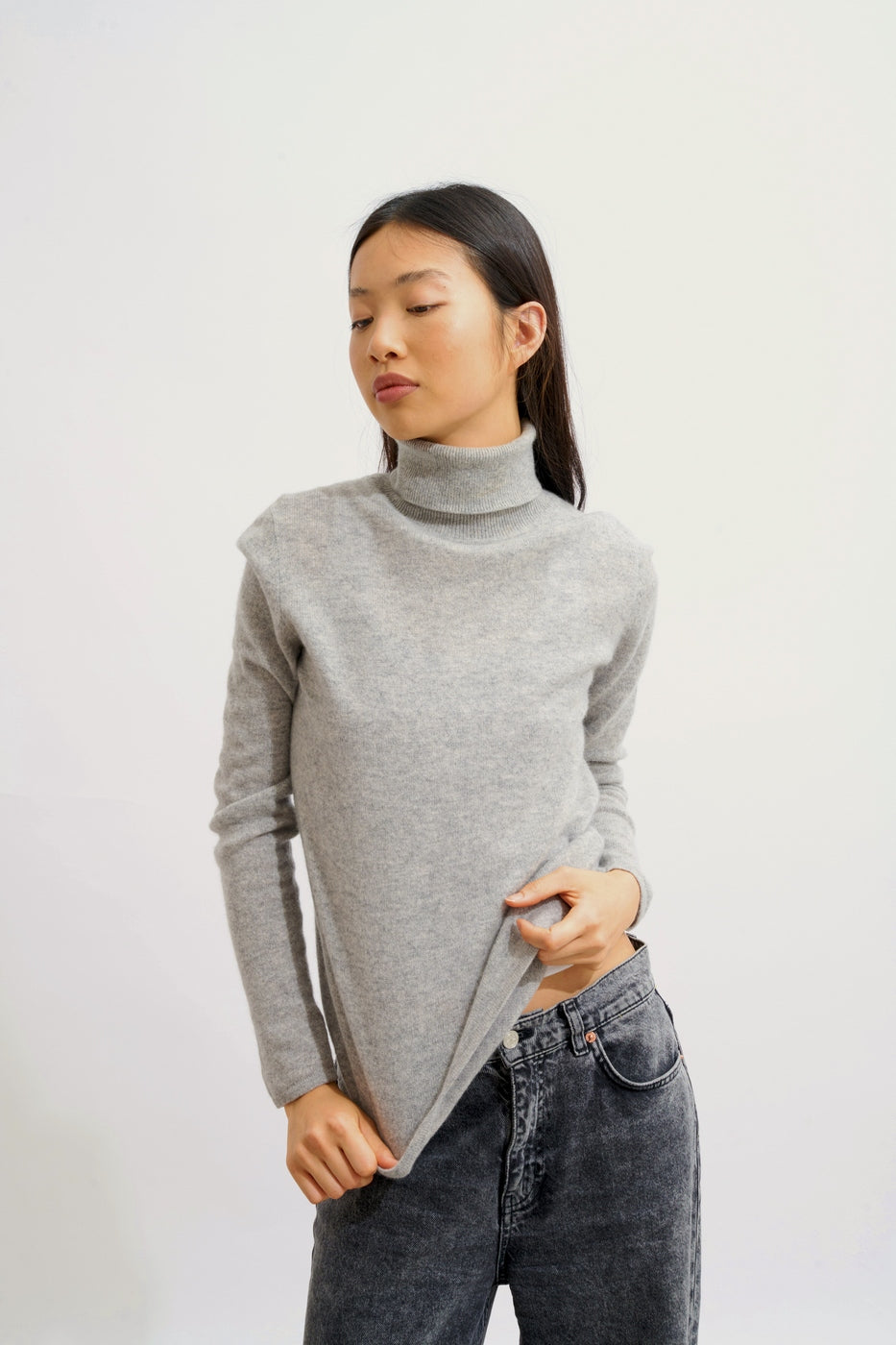 Roll-Neck Jumper - Bise - Heathered Cloud
