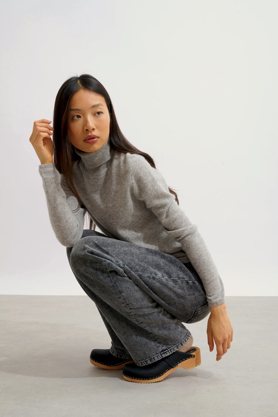 Roll-Neck Jumper - Bise - Heathered Cloud