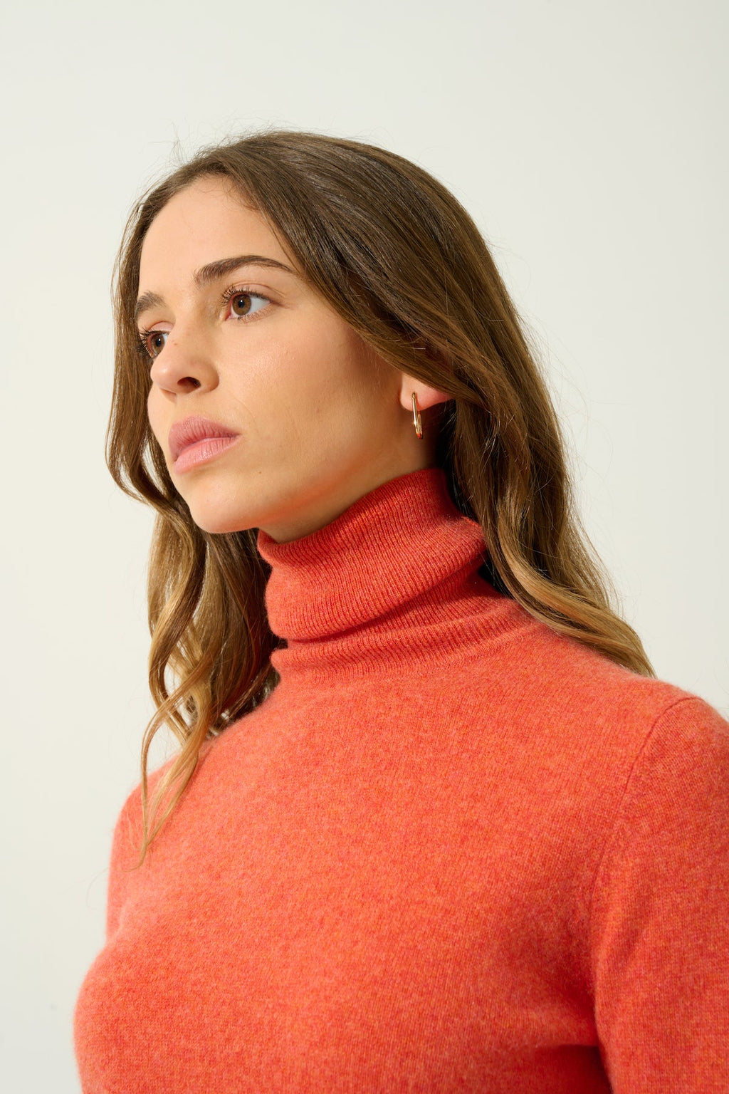 Pull Col Roulé - Bise - Orange Chiné