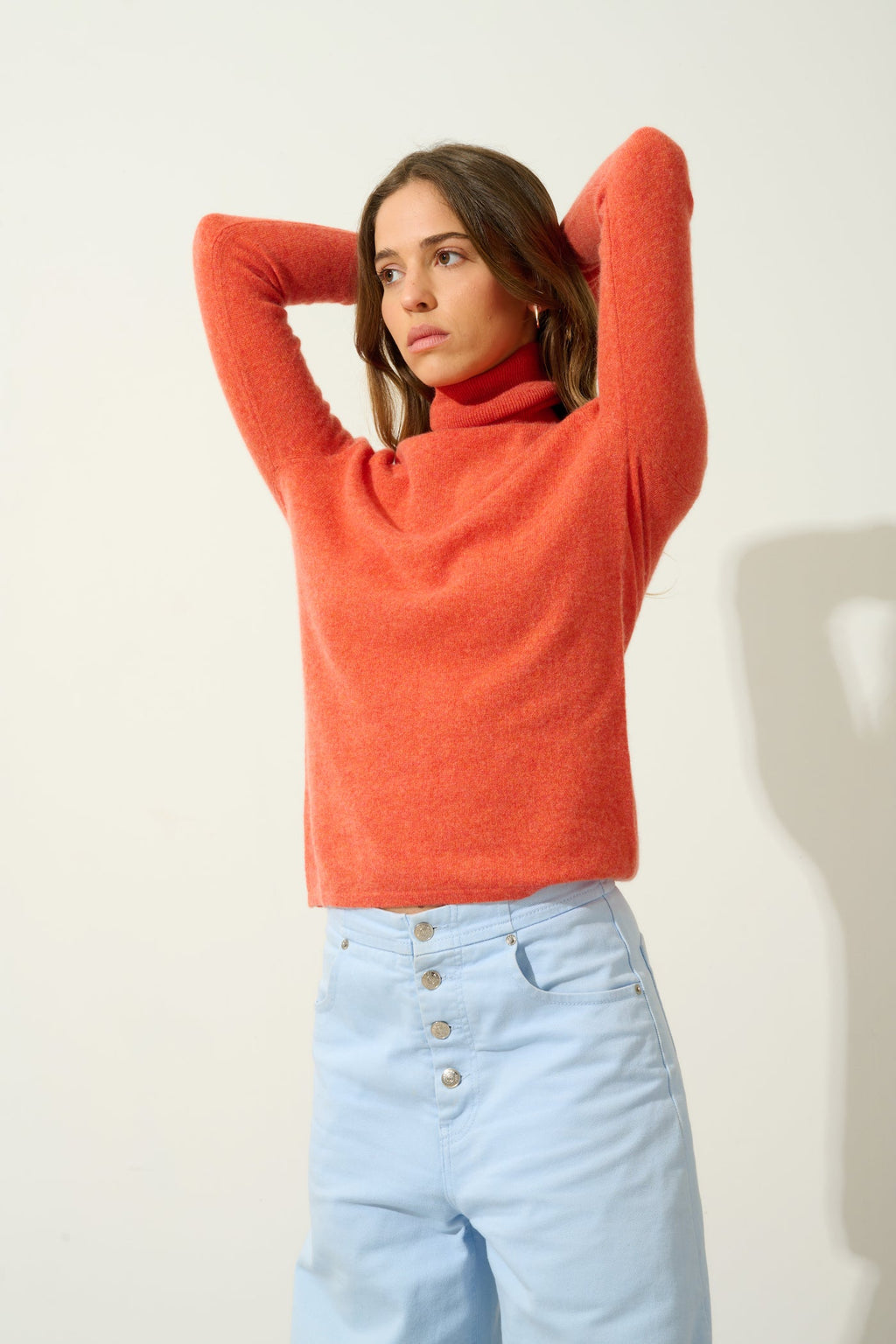 Pull Col Roulé - Bise - Orange Chiné