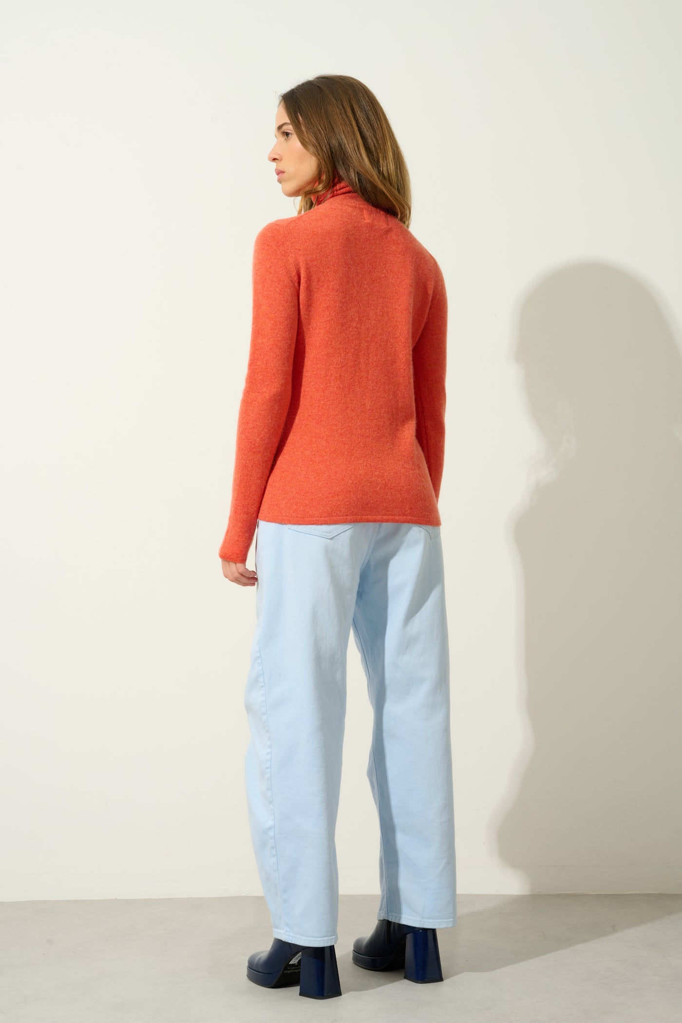 Pull Col Roulé - Bise - Orange Chiné