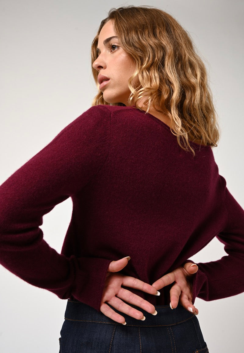 Boat Neck Jumper - Criou - Burgundy