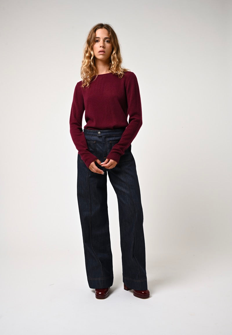 Boat Neck Jumper - Criou - Burgundy